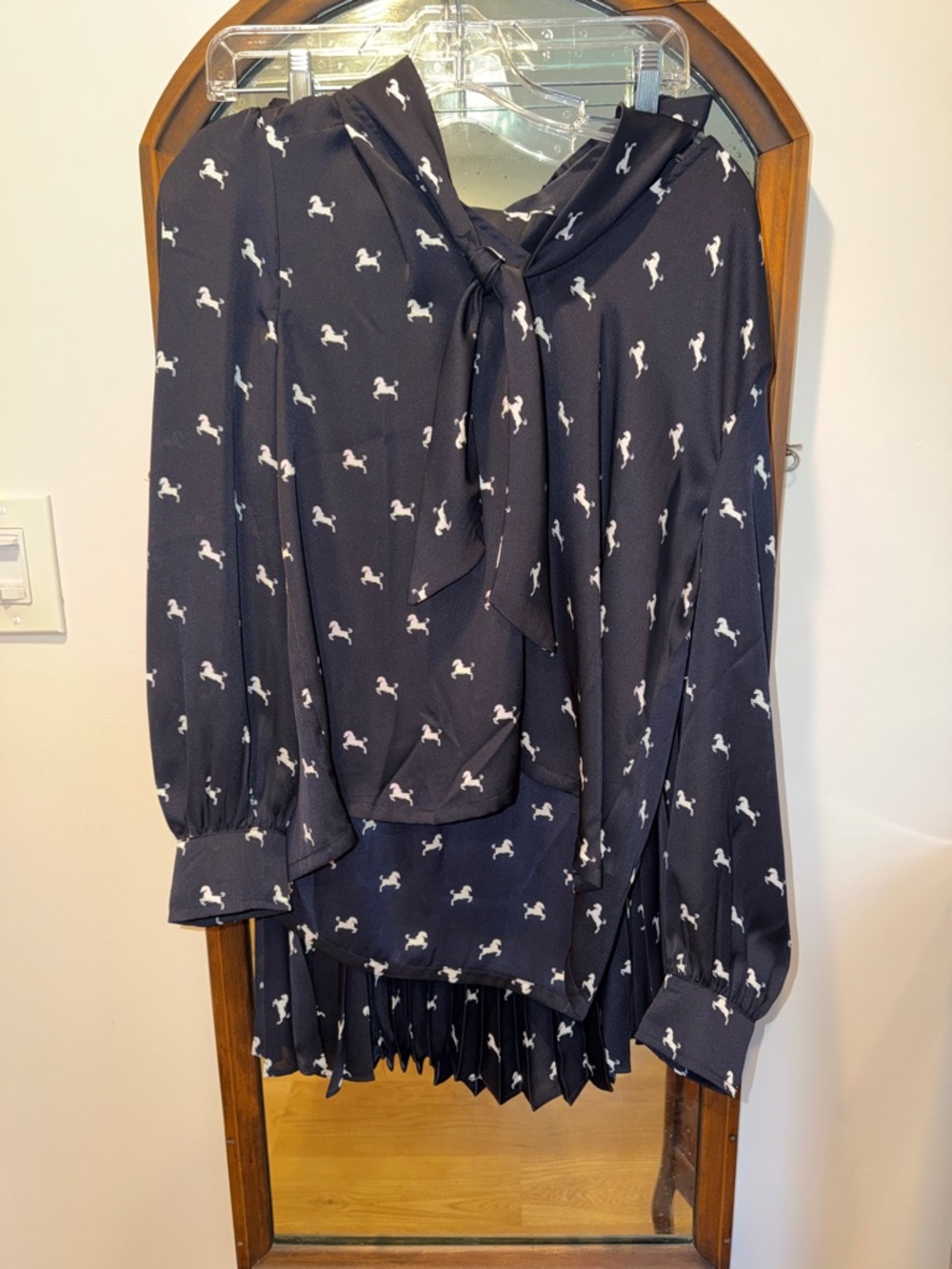 Free Assembly Horse Print Kentucky Derby Blouse and Skirt Set NWT M
